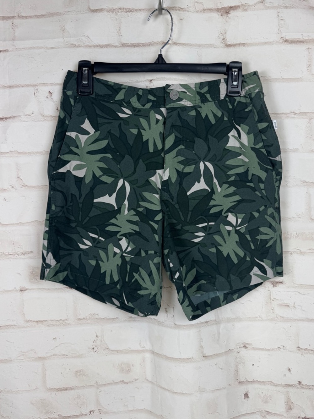 Onia Mens "The Calder" Swim Trunks Olive Tropical Swim Trunks Drawstring Size M